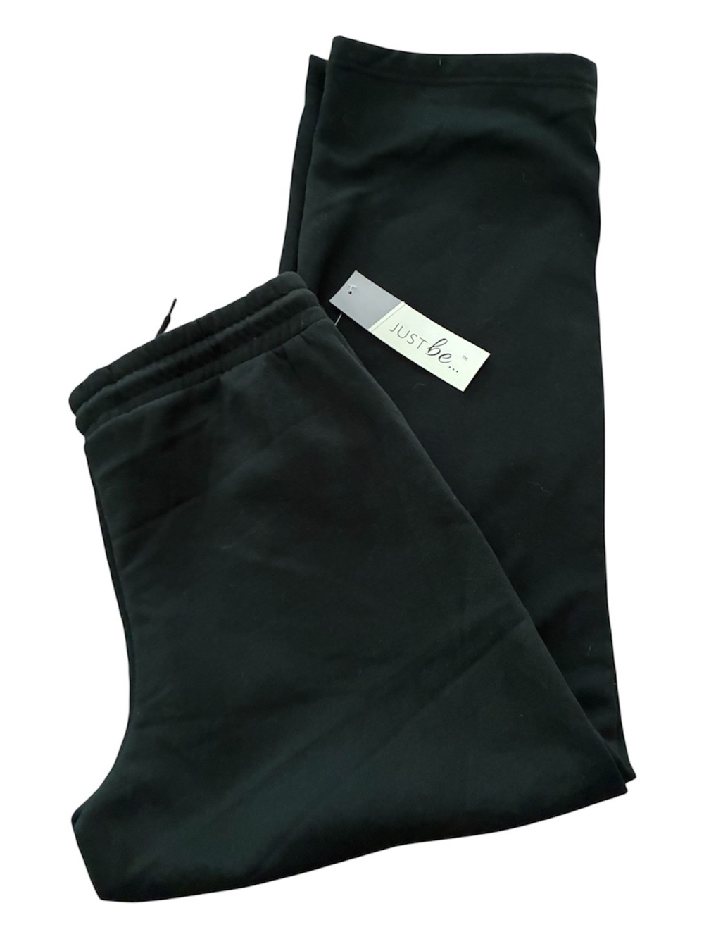 NWT Just Be Women’s Black Fleece Wide Leg, Pockets, ElasticWaist Sweatpants
